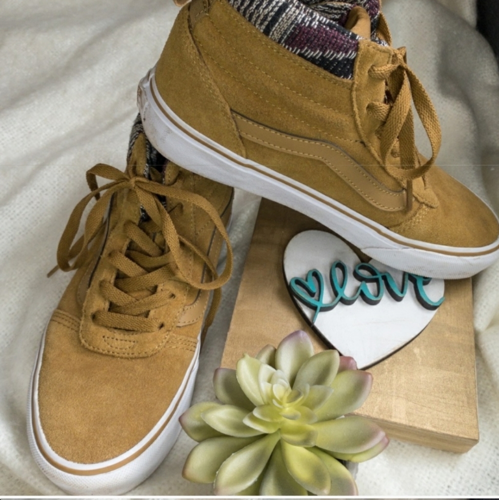Suede Tan Aztec High Top Vans